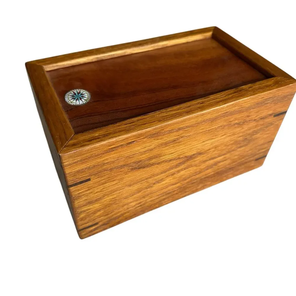 Handcrafted Wooden Stash Box with 3 Jars Brown Wood Secret Hide Herbs Brand New